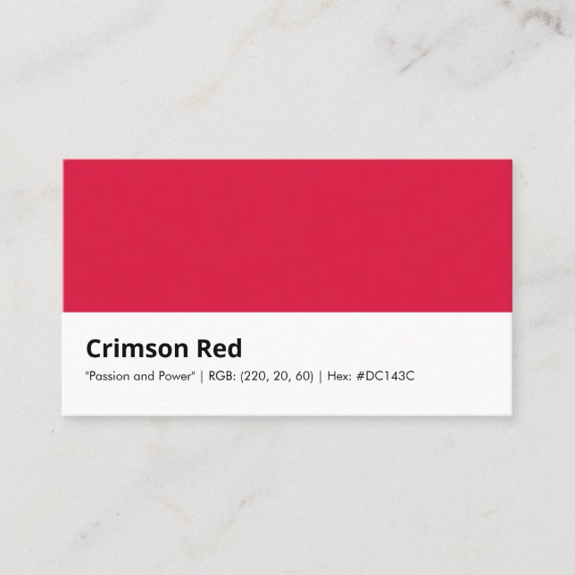 Crimson Red | "Passion and Power" Business Card (Front)