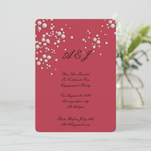 crimson red pearl invitation
