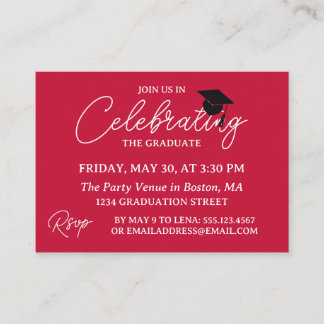 Crimson Red Photo Mini Graduation Party Invite