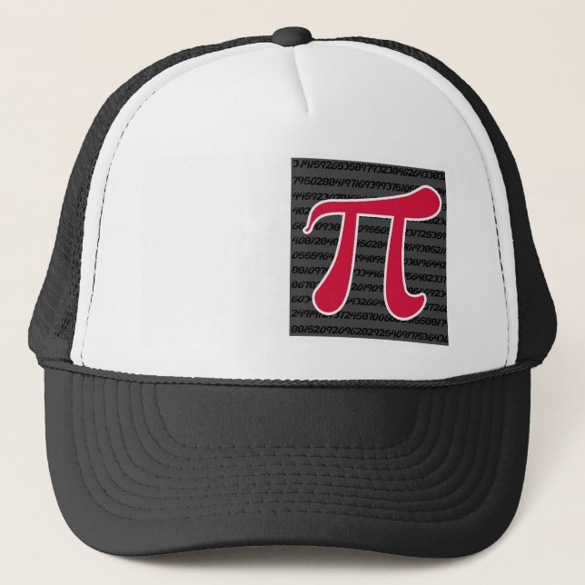Crimson Red Pi Symbol Trucker Hat (Front)
