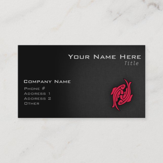 Crimson Red Pisces Business Card (Front)
