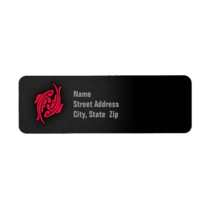 Crimson Red Pisces Return Address Label