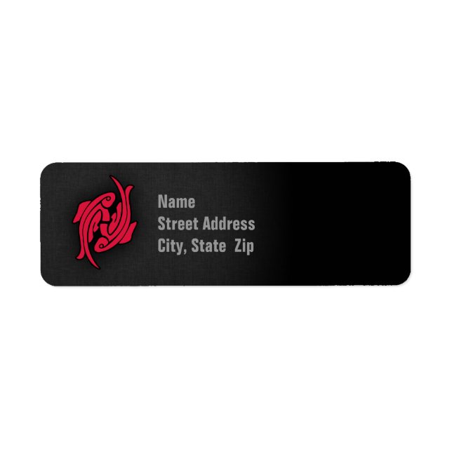 Crimson Red Pisces Return Address Label (Front)