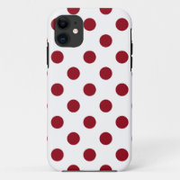 Crimson Red Polka Dots Circles
