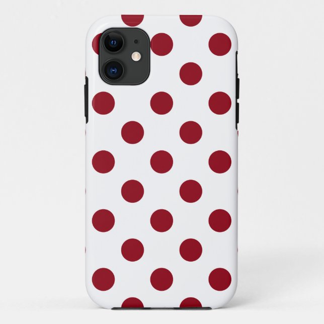 Crimson Red Polka Dots Circles Case-Mate iPhone Case (Back)