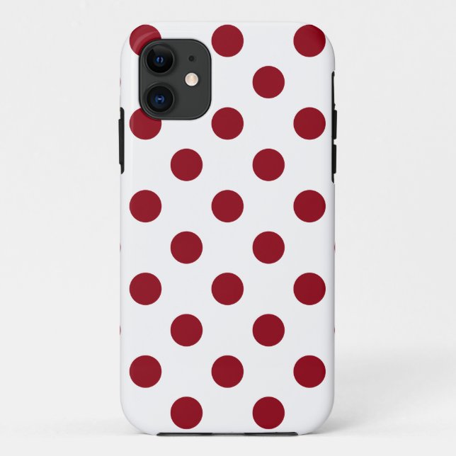 Crimson Red Polka Dots Circles Case-Mate iPhone Case (Back)
