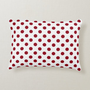 Crimson Red Polka Dots Circles Decorative Cushion