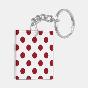 Crimson Red Polka Dots Circles Key Ring