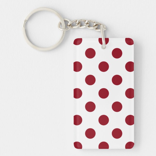 Crimson Red Polka Dots Circles Key Ring (Front)