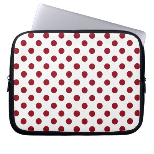 Crimson Red Polka Dots Circles Laptop Sleeve