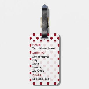 Crimson Red Polka Dots Circles Luggage Tag