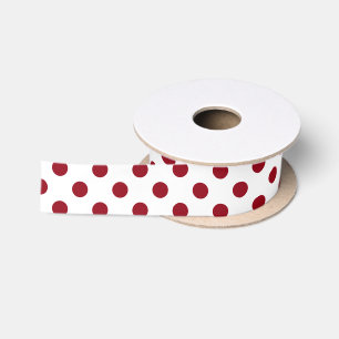 Crimson Red Polka Dots Circles Satin Ribbon