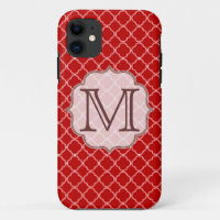 Crimson Red Quarterfoil Monogram IPHONE 5 Case