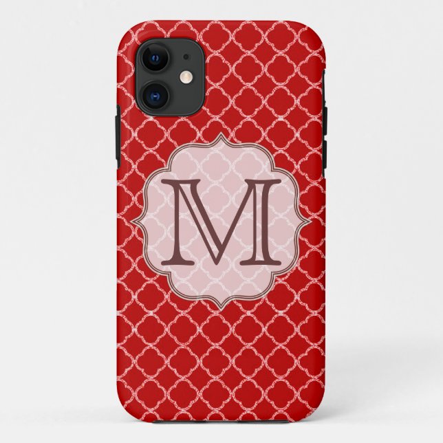 Crimson Red Quarterfoil Monogram IPHONE 5 Case (Back)