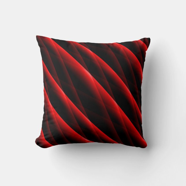 Crimson Red Quilted Stripes Modern Square Pillow (Front)