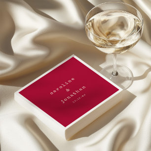Crimson Red Retro Minimalist Typewriter Wedding Napkin