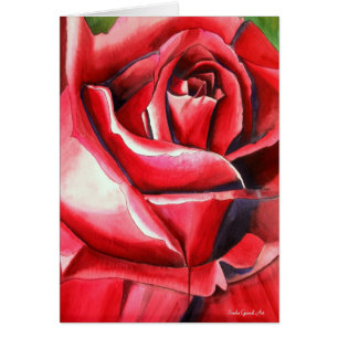 Crimson Red Rose original watercolor art painting