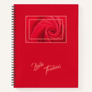 Crimson Red Rose Under Glass Personalised Notebook