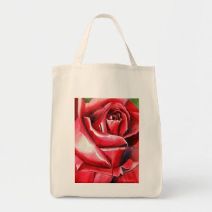 Crimson Red Rose watercolor original art macro Tote Bag