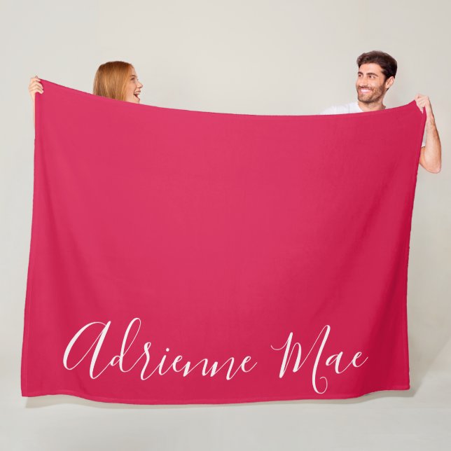 Crimson Red Simply Personalised Fleece Blanket (In Situ)