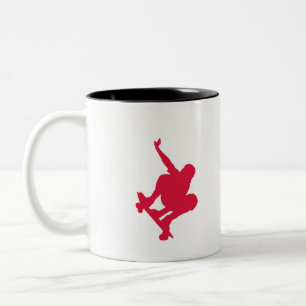 Crimson Red Skateboard Two-Tone Coffee Mug