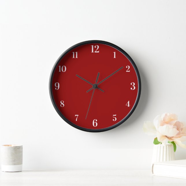 Crimson Red Solid Colour | Classic | Elegant Clock (Home)