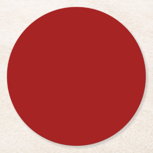 Crimson Red Solid Colour Round Paper Coaster