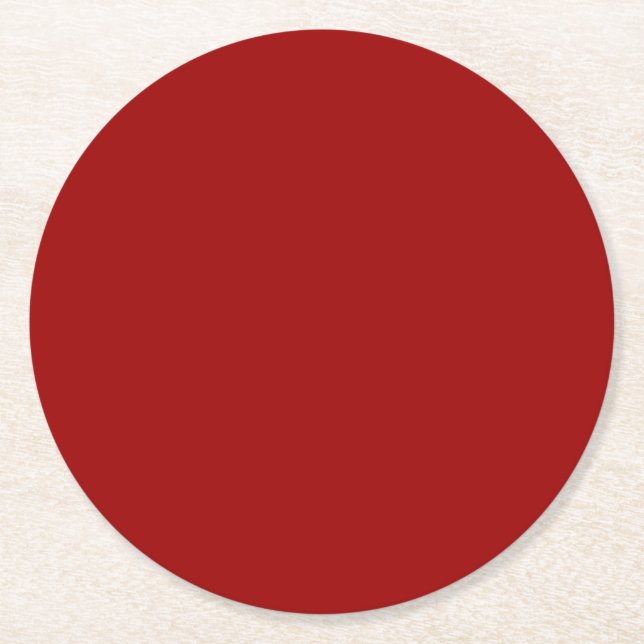 Crimson Red Solid Colour Round Paper Coaster (Front)