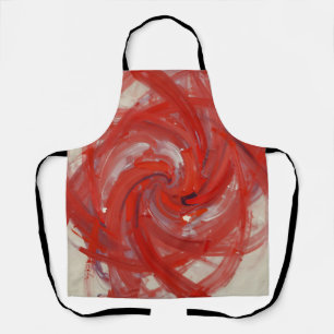 Crimson Red Spiral Abstract Painting Apron