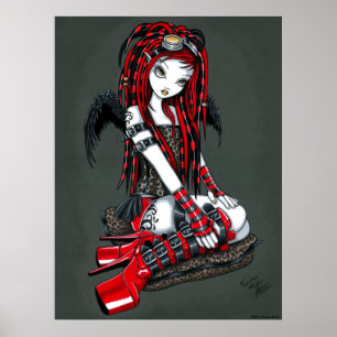 "Crimson" Red Tattoo Cyber Goth Angel Poster