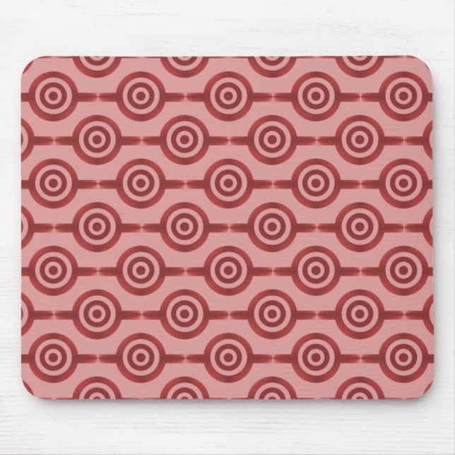 Crimson Red Trendy Circles Mousepad (Front)