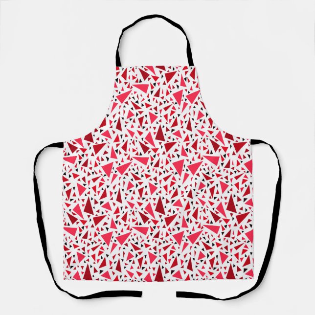 crimson red triangles on white retro background apron (Front)