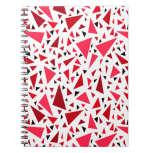 crimson red triangles on white retro background notebook