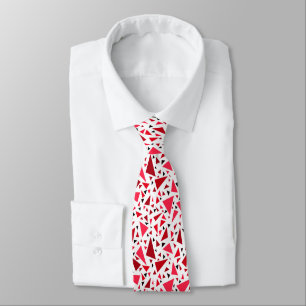 crimson red triangles on white retro background tie