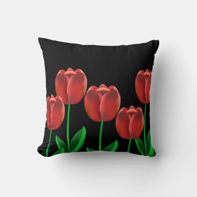 Crimson Red Tulips Cushion (Front)
