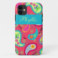 Crimson Red Turquoise Modern Paisley Pattern