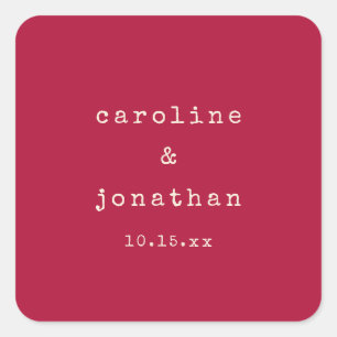 Crimson Red Typewriter Christmas Wedding Favor Square Sticker