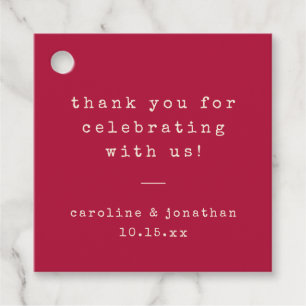 Crimson Red Typewriter Christmas Wedding Thank You Favour Tags