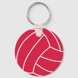 Crimson Red Volleyball Key Ring