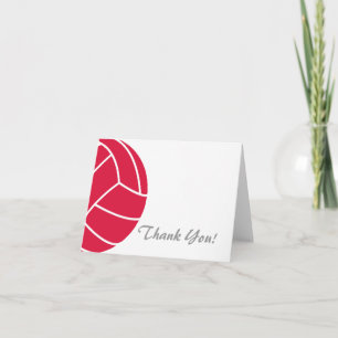 Crimson Red Volleyball Thank You Card