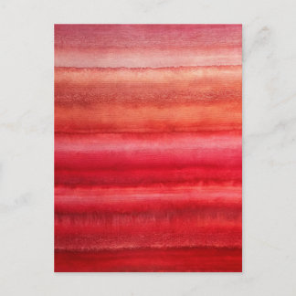 Crimson Red Watercolor Stripes Abstract Blank Postcard