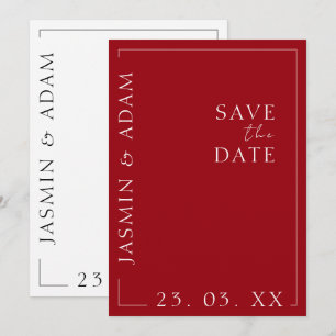Crimson Red White Typography Wedding Save the Date