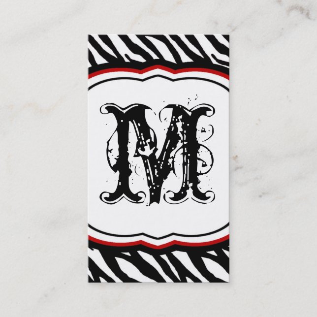 Crimson Red Zebra Print Pattern Business Card (Front)