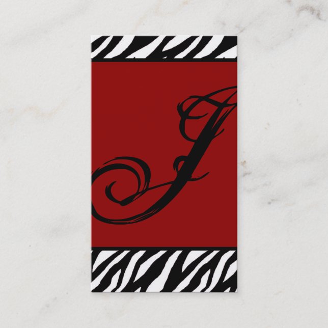 Crimson Red Zebra Print Pattern Business Card (Front)