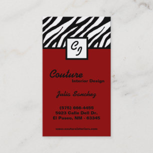 Crimson Red Zebra Print Personalise Business Card