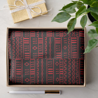 Crimson Rhythm African Geometric Red And Black Tissue Paper