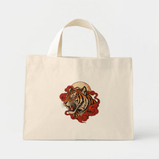Crimson Roar — Japanese-Inspired Tiger Art Mini Tote Bag