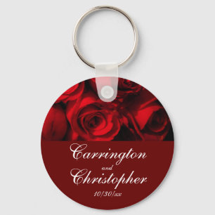 "Crimson Rose Bouquet" - Personalised [a] Key Ring
