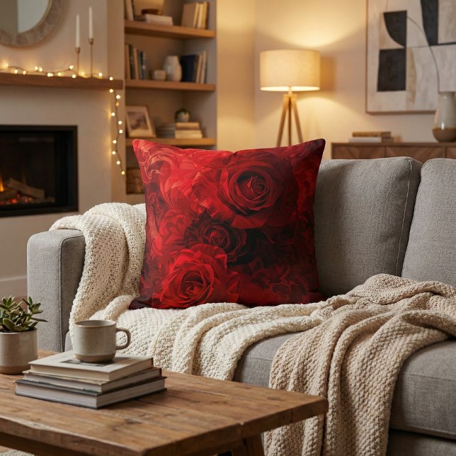 Crimson Rose Bouquet Romantic Cushion (Creator Uploaded)