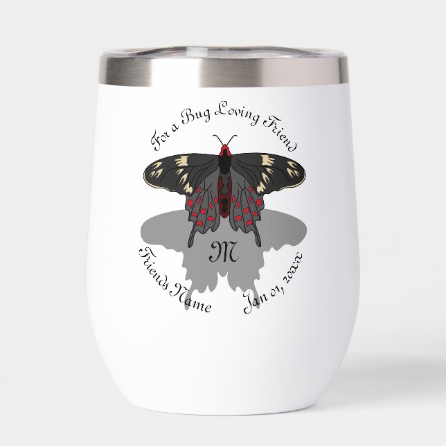 Crimson Rose Butterfly Shadow Monogram (Back)